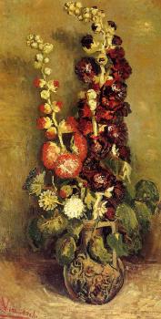 Vincent Van Gogh : Vase with Hollyhocks